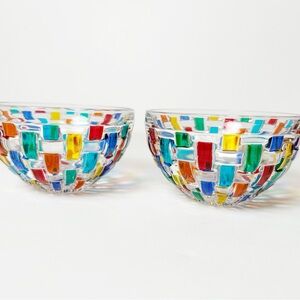 Bossanova Mosaic Salsa Bowls, Hand-Painted Italian Glass